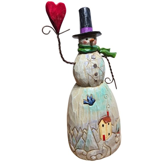 2017 Jim Shore Folklore Snowman With 10" Enesco 4058768 - Picture 2 of 9